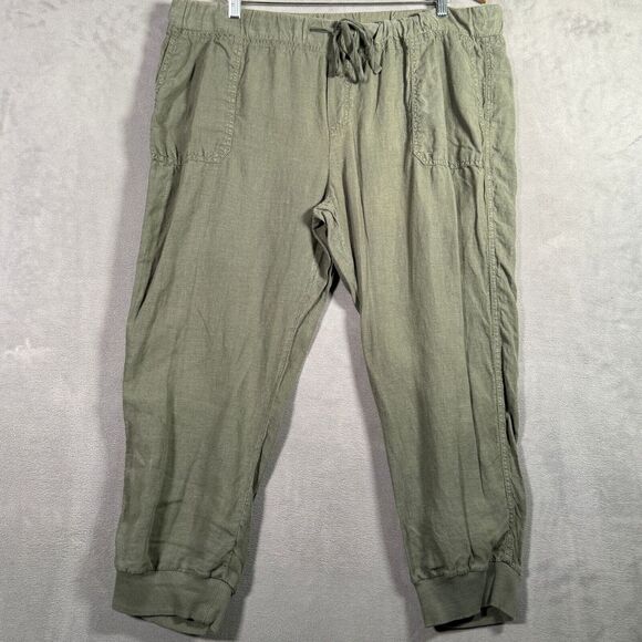 Caslon Jogger Pants Womens XL Petite Olive Green Linen Lightweight Drawstring - Picture 1 of 10